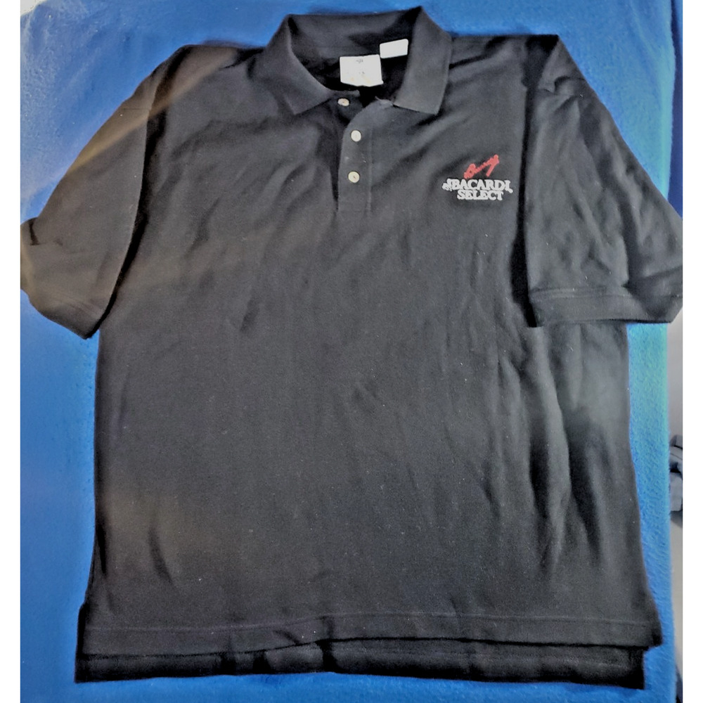 Bacardi Rum Select Black Polo Shirt Men's Size Large New Nwot